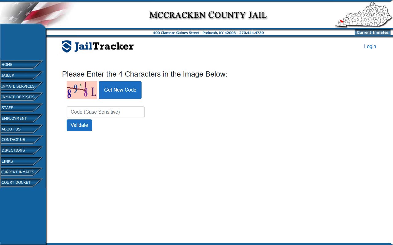 Paducah Police Department inmate booking and jail mugshot records access