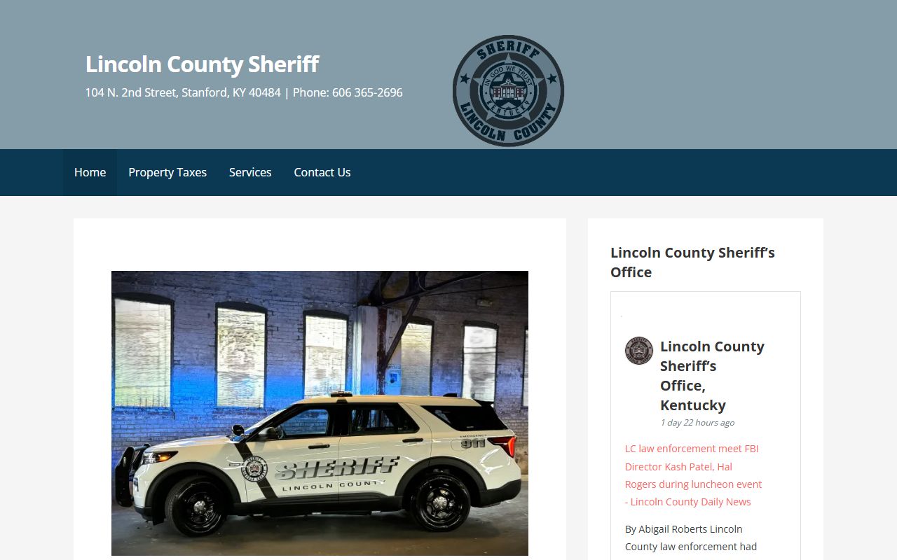 Lincoln County Sheriff's Office website showing jail information and detention center details