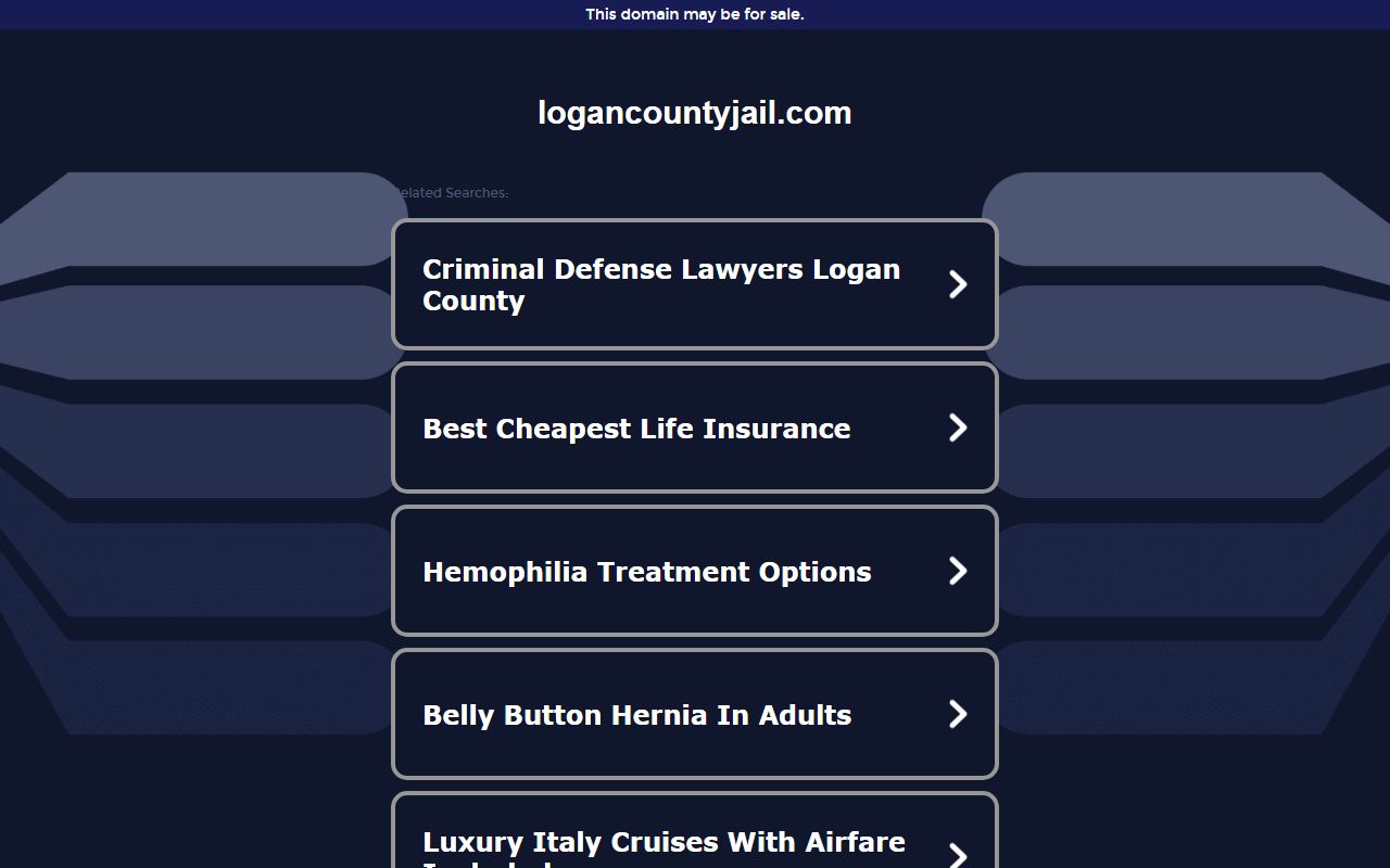 Logan County Jail website showing inmate search portal and booking information