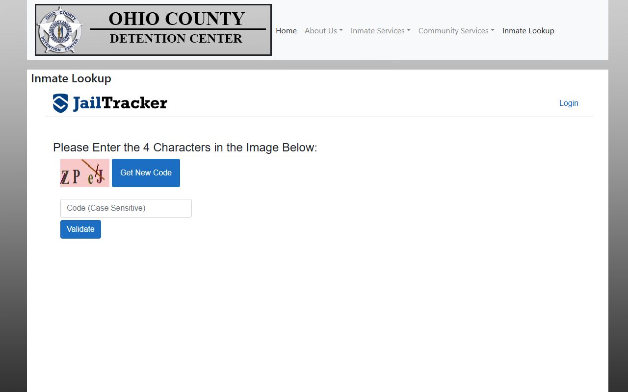 Ohio County Detention Center online inmate roster showing current inmates and booking information