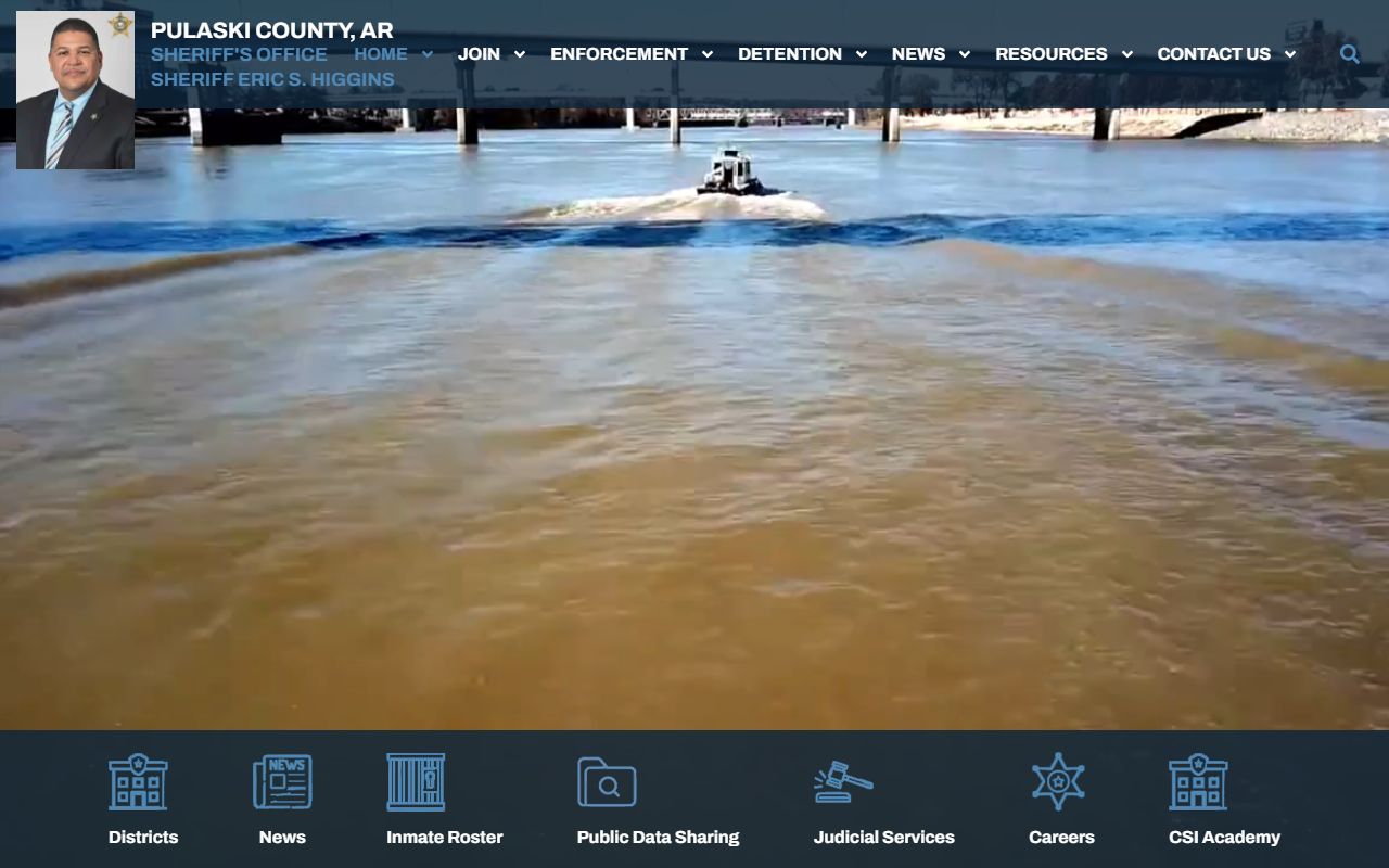 Pulaski County Sheriff's Office website showing law enforcement services
