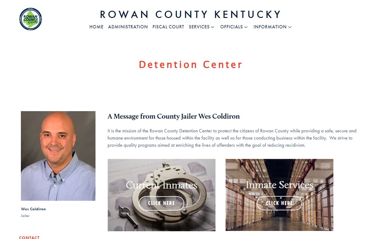 Rowan County Sheriff Detention Center showing inmate information