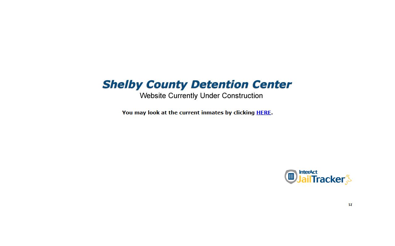 Shelby County Detention Center homepage showing jailer information and inmate services